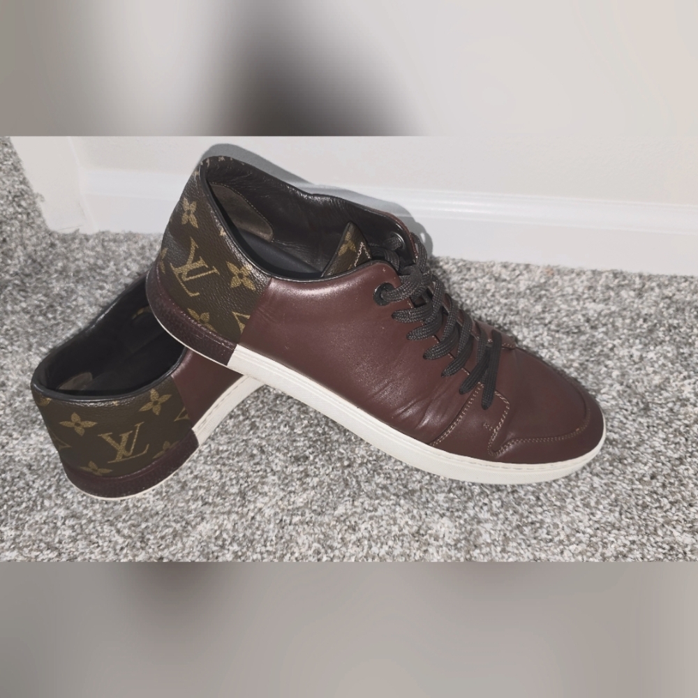 Louis Vuitton Brown Leather Sneakers with Minimalist Design 61/2 Size
